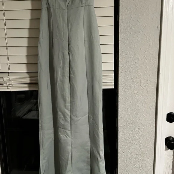 SAGE GREEN CORSET DETAIL BARDOT BRIDESMAID DRESS - Picture 2 of 5